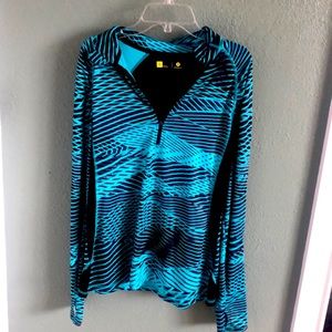 Teal and black body con workout throw over.